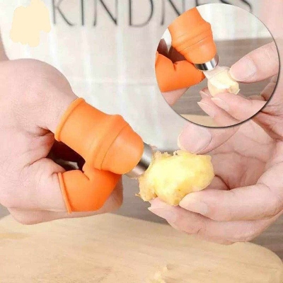 Picture of Gardening Thumb Cutter Tubing Tool Snooker Garden Plucking Plants Vegetables Separator Finger Tool Multifunctional Kitchen Cutter Useful and Attractive - Orange