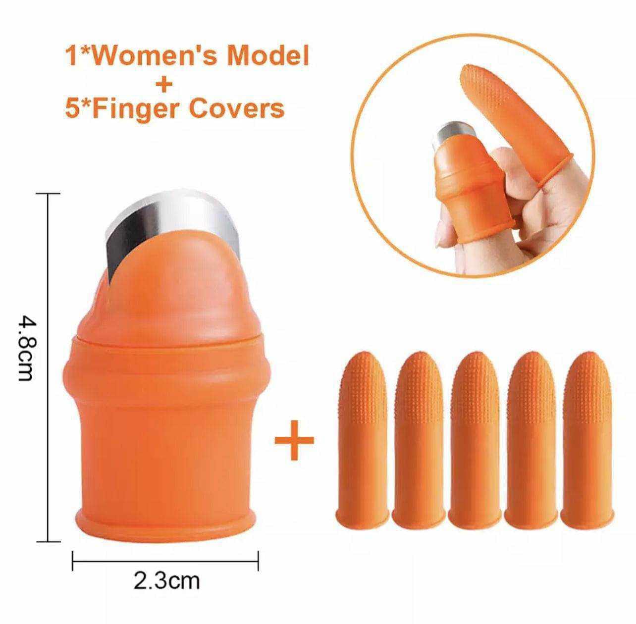 Picture of Gardening Thumb Cutter Tubing Tool Snooker Garden Plucking Plants Vegetables Separator Finger Tool Multifunctional Kitchen Cutter Useful and Attractive - Orange