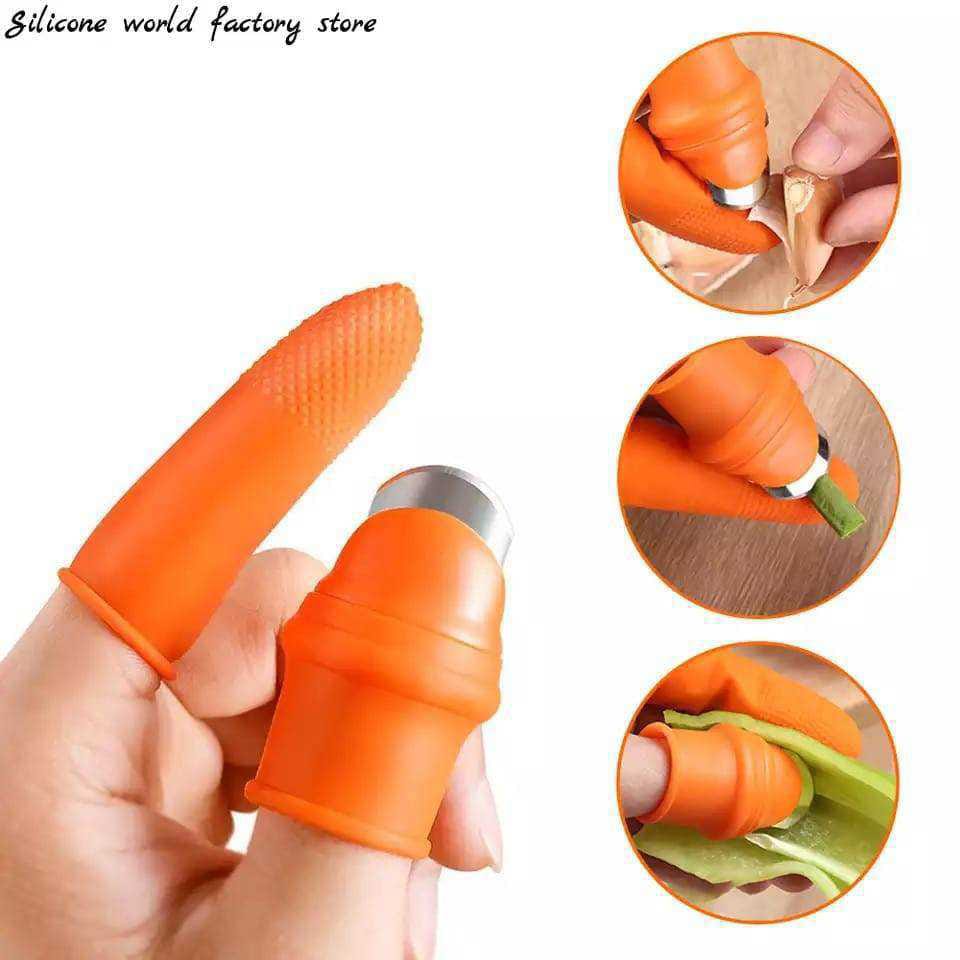 Picture of Gardening Thumb Cutter Tubing Tool Snooker Garden Plucking Plants Vegetables Separator Finger Tool Multifunctional Kitchen Cutter Useful and Attractive - Orange