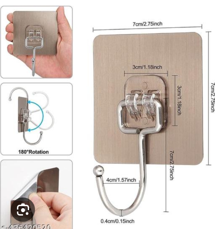 Picture of 3pcs Strong Large Hook Multi-Purpose Self Adhesive Hook Heavy Duty Wall Hooks Door Key Towel Wall Hook for Bathroom Kitchen Home - Multicolor