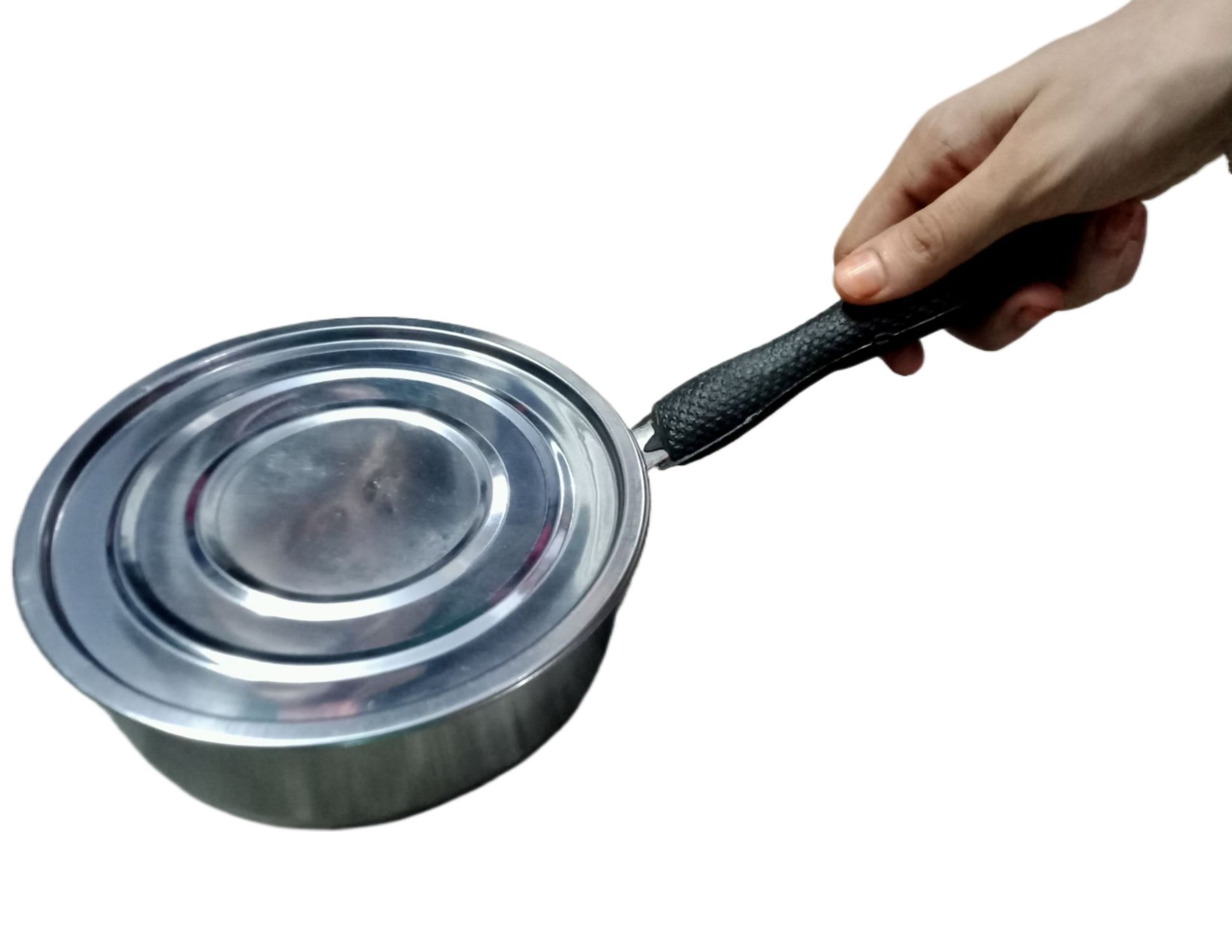Picture of Steel Small fry pan Souch Pan with Lid Milk Pan / Tea Pot induction support - Silver