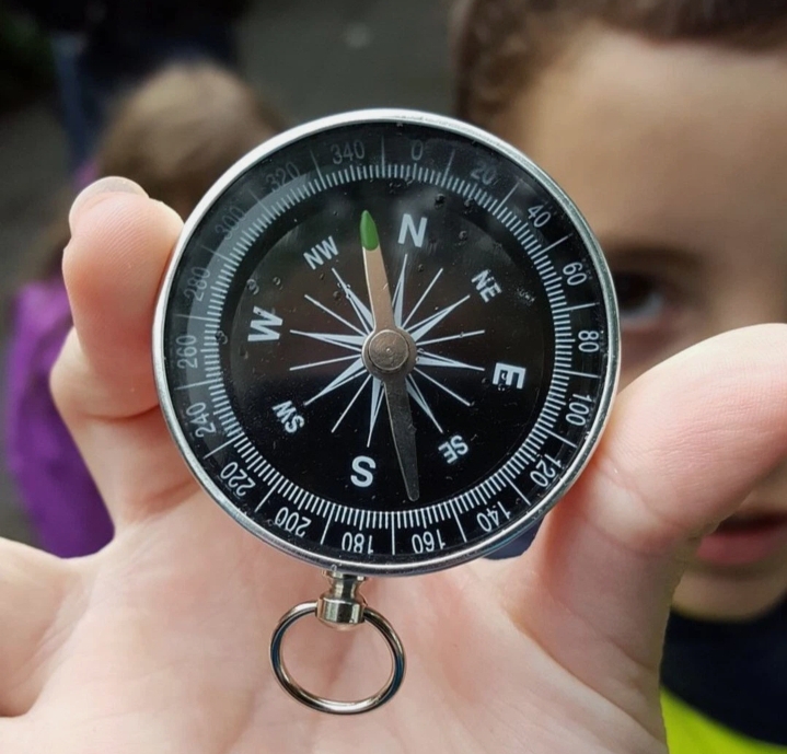 Picture of Pocket Compass Keychain Pendant Aluminum Alloy Metal Compass Outdoor Camping Hiking Walking Survival Guides Scouts Portable - Silver