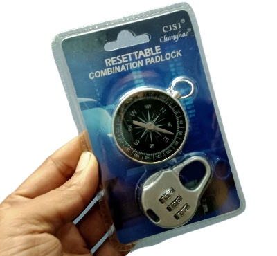 Picture of Metal Handbag Type Resettable Coded Padlock with Compass - Silver