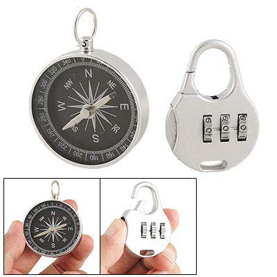 Picture of Metal Handbag Type Resettable Coded Padlock with Compass - Silver