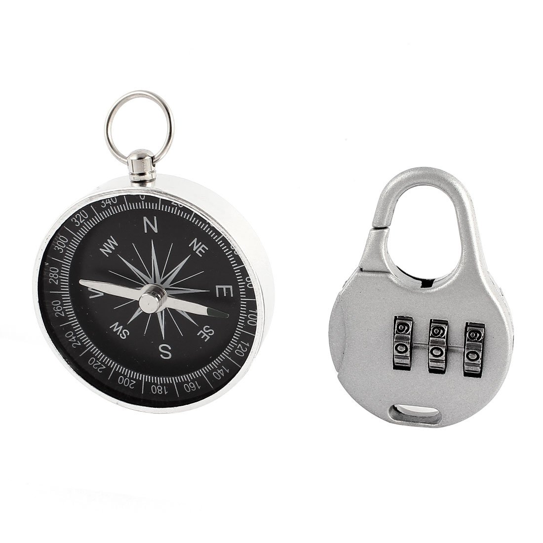 Picture of Metal Handbag Type Resettable Coded Padlock with Compass - Silver