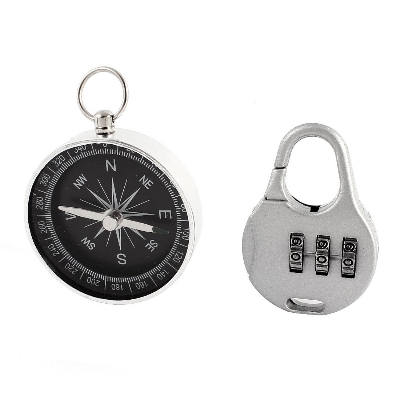 Picture of Metal Handbag Type Resettable Coded Padlock with Compass - Silver