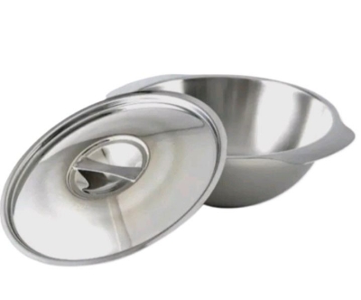 Picture of 2 Pcs Soup bowl with lid Stainless steel Modern Soup bowl দুটি স্টিল বাটি ঢাকনা সহ - Silver
