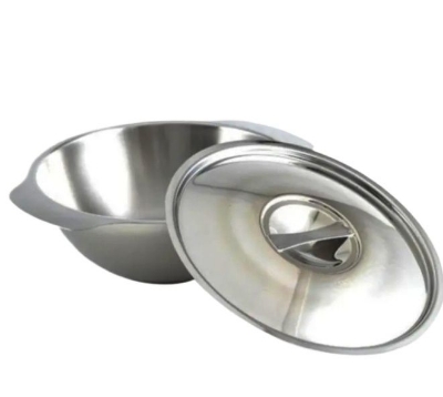 Picture of 2 Pcs Soup bowl with lid Stainless steel Modern Soup bowl দুটি স্টিল বাটি ঢাকনা সহ - Silver
