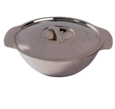 Picture of 2 Pcs Soup bowl with lid Stainless steel Modern Soup bowl দুটি স্টিল বাটি ঢাকনা সহ - Silver