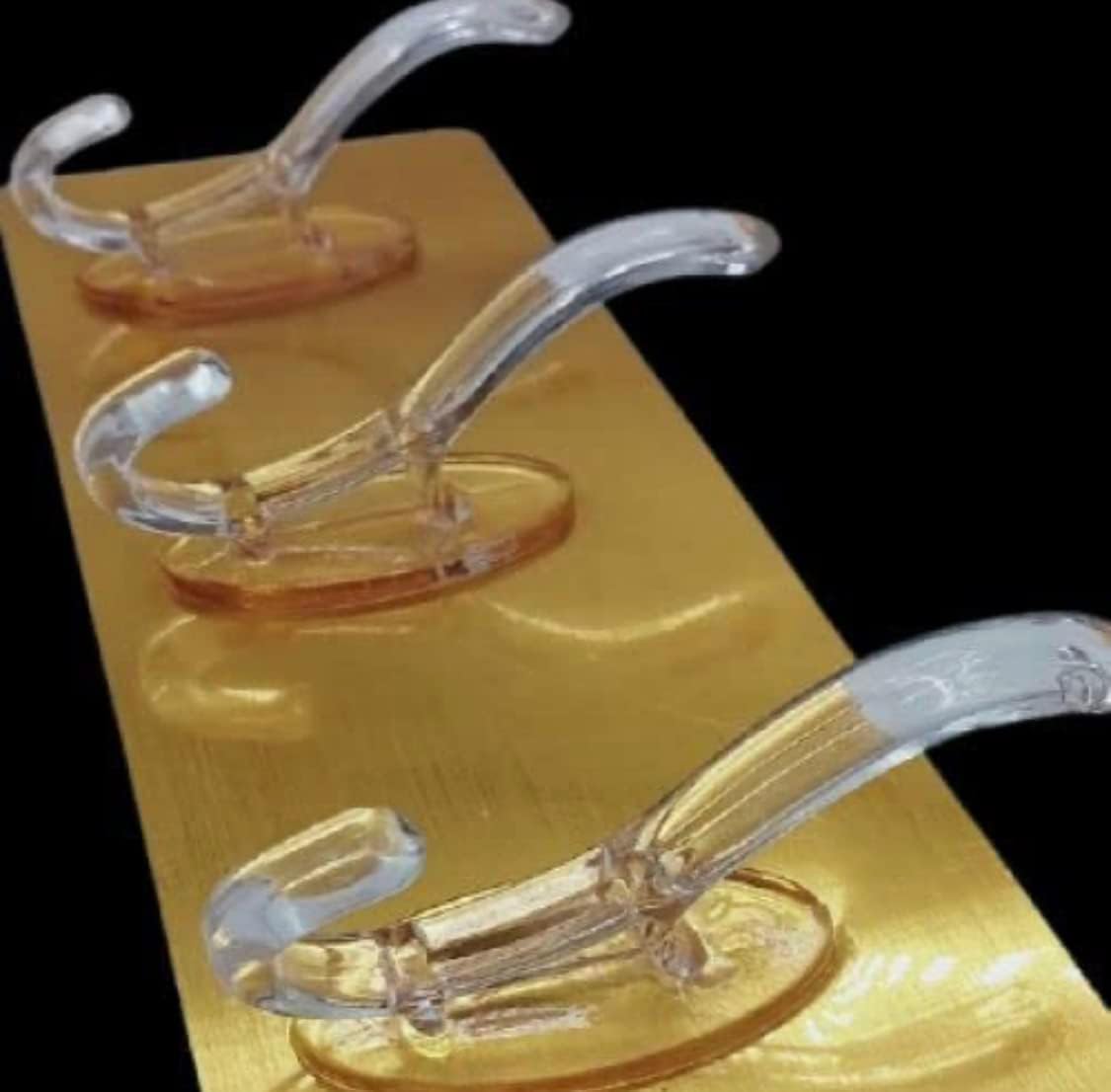 Picture of 1 Pieces Hangers 6 Hook Transparent Elastic Golden Double Face Adhesive Premium Silicone Multi Use - Gold