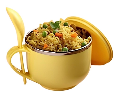 Picture of Stainless Steel Noddles & Soups Bowl 1PCS with Spoon,Fork and Lid Noodle Soup Bowl/Serving Bowl/Noodle/Soup / 650ML/ Inner Stainless Steel/BPA Free MULTICOLOR - Multicolor