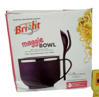 Picture of Stainless Steel Noddles & Soups Bowl 1PCS with Spoon,Fork and Lid Noodle Soup Bowl/Serving Bowl/Noodle/Soup / 650ML/ Inner Stainless Steel/BPA Free MULTICOLOR - Multicolor