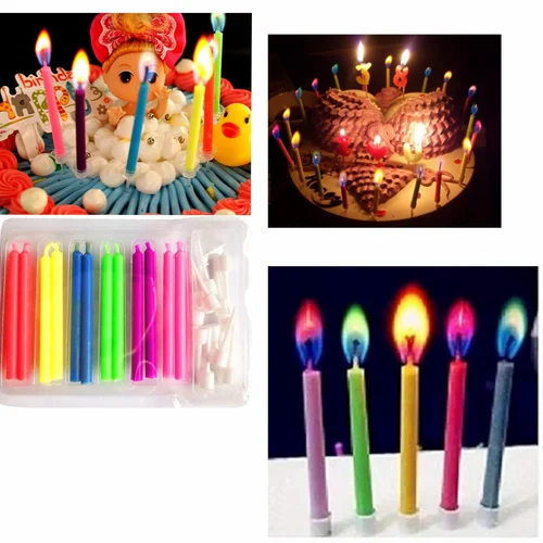 Picture of 6 Pieces Colorful Luminous Party Candles, Birthday, Birthday Cake, Cake Candle, Cake Fountain, Birthday Candles Kids, Candle Birthday, Party Candles with Colorful Flame, - Multicolor