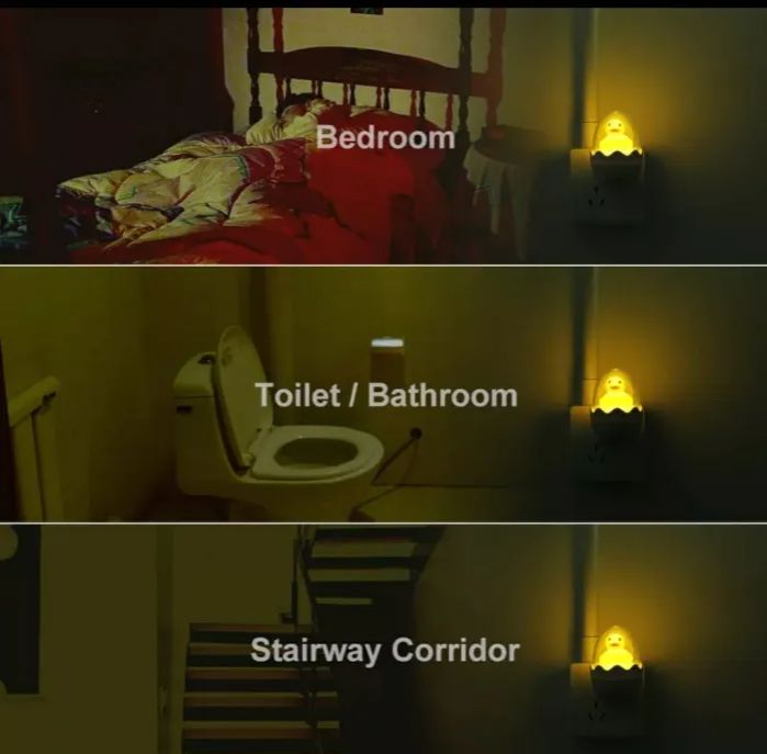 Picture of Light-Controlled Sensor LED EU Plug Egg Shell Duck Night Light with Mushroom Wall Socket Light Lamp - Light yellow