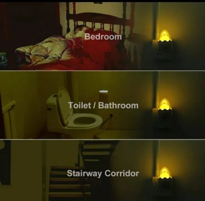 Picture of Light-Controlled Sensor LED EU Plug Egg Shell Duck Night Light with Mushroom Wall Socket Light Lamp - Light yellow