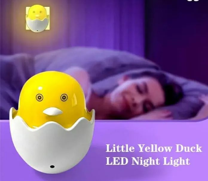 Picture of Light-Controlled Sensor LED EU Plug Egg Shell Duck Night Light with Mushroom Wall Socket Light Lamp - Light yellow