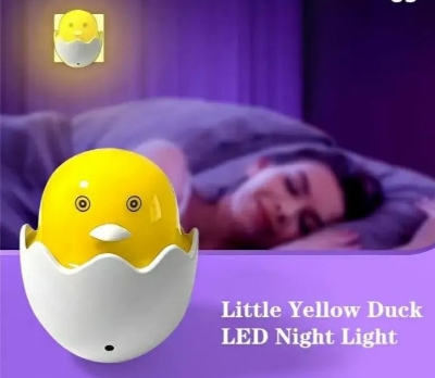 Picture of Light-Controlled Sensor LED EU Plug Egg Shell Duck Night Light with Mushroom Wall Socket Light Lamp - Light yellow