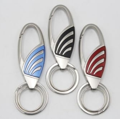 Picture of 1 pcs Silver Hook Keychain/Keyring With Double Rings Assorted Colors