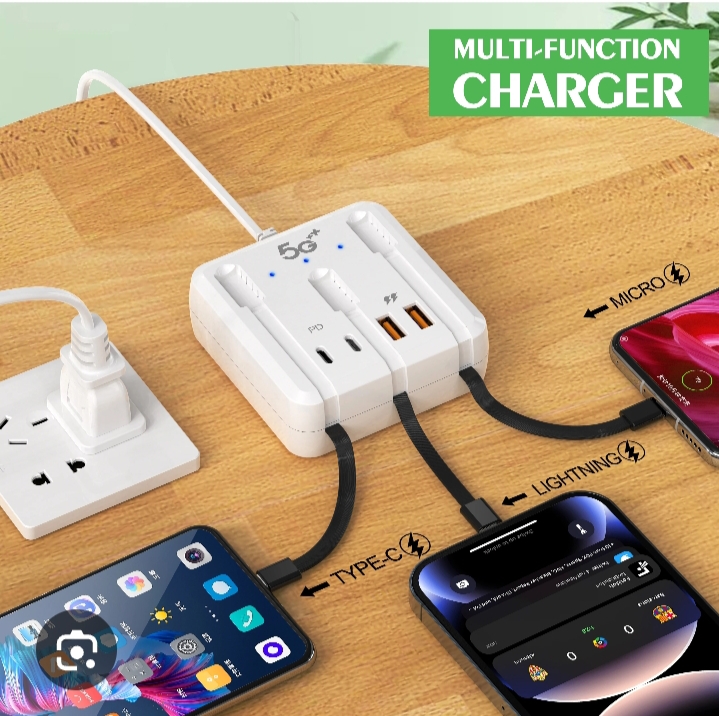 Picture of Multifunction Power Strip 120W USB Type C Charger Fast Charging 4 Ports Desktop Charger Adapter For iPhone Xiaomi Samsung Huawei
Feature:
1. Simultaneous charging: a multi-port USB charger can supply power to multiple devices at the same time. This means - White