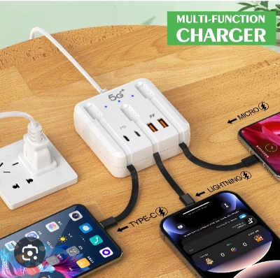 Picture of Multifunction Power Strip 120W USB Type C Charger Fast Charging 4 Ports Desktop Charger Adapter For iPhone Xiaomi Samsung Huawei
Feature:
1. Simultaneous charging: a multi-port USB charger can supply power to multiple devices at the same time. This means - White