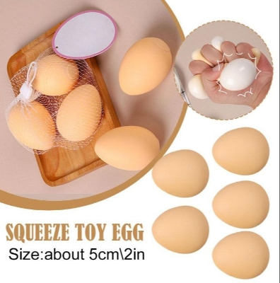 Picture of 5 Pcs Egg Squeeze Toy Quick Recovery Fidget Squishes Decompression Toy - Off White