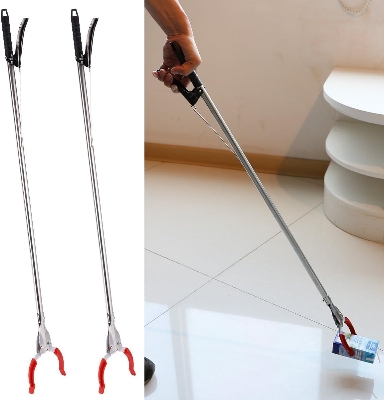Picture of 36inch Grabber Reacher Picker Tool Extender Claw Garbage Picker Stainless Steel + ABS Engineering Plastic Grab Aid Waste Collector without Bending Down for Collecting Bottles, Cans, Paper - Black