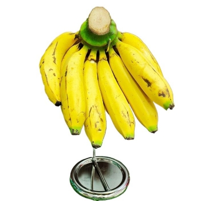 Picture of Banana Tree Holder, Stainless Steel Banana Tree Stand Grape Hanger Rack Fruit Displaying Storage Hook Kitchen Organizer Living Room Desktop - Silver
