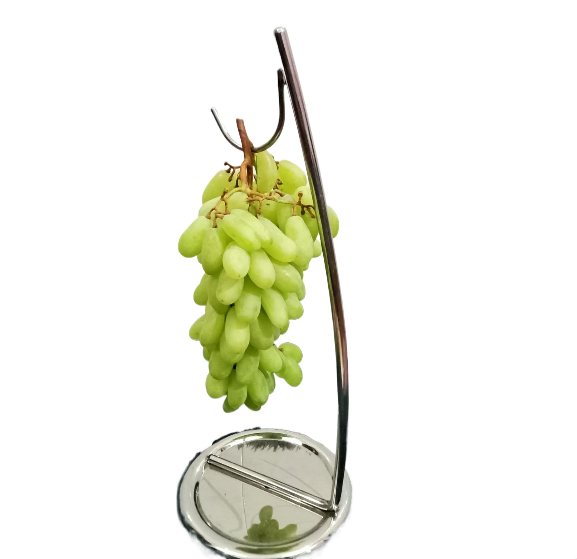 Picture of Banana Tree Holder, Stainless Steel Banana Tree Stand Grape Hanger Rack Fruit Displaying Storage Hook Kitchen Organizer Living Room Desktop - Silver