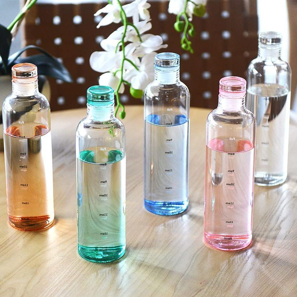 Picture of 1 pcs Clear Water Bottle | 500ml Time Scale Printed Reusable Leak Proof Airtight Lid High Quality Plastic Water Bottle | Used for Sports, Gym, Fitness - Clear