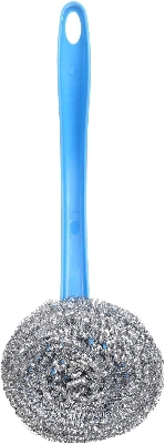 Picture of 2 Pc Metallic Scourer Brush with Plastic Handle Steel Wool Scrubber Steel Scouring Pad - Multicolor 2 Pcs