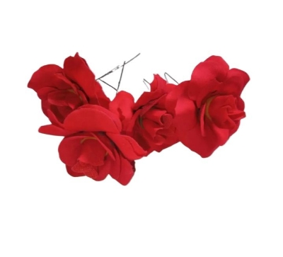 Picture of 2 pcs Small Red Rose Hair Clip Hair Accessories for Women Vintage Rose Flower Hair Clips Bridal Hair Pieces for Bridal Hair Pieces Wedding Birthday Party Beach - Red