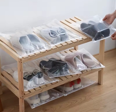 Picture of 5 Pcs Transparent Shoe Storage Bag Dust Proof Moisture-Proof Sealed Bag Travel Zipper Bag Portable Waterproof Shoe Cover Shoe Bag - Clear