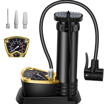 Picture of Mini Bicycle Foot Pump with Sensitive Pressure Gauge 140PSI, Aluminum Alloy Bike Foot Pump