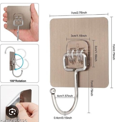 Picture of 4 Pack Strong Wall Hooks 44 lb/ 20 kg(Max) for Bathroom  Adhesive Hooks Heavy Duty Self Adhesive Hook Clear for Kitchen Home and Office - Multicolor