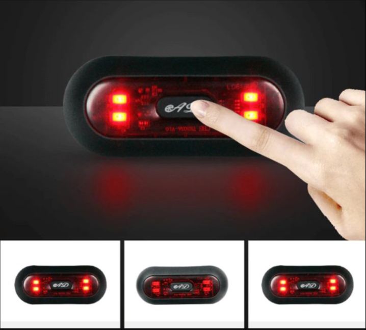 Picture of Helmet Light, Motorcycle Bike Rear Red Safety Helmet Light, Warning Tail Light for Night Riding with Rechargeable Battery & USB - Black