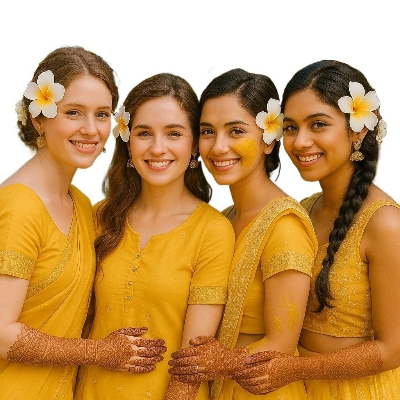 Picture of White Artificial Hawaii Flower Hair Clip 2 pcs Elegant Floral Claw Hair Accessories For Women's Hair Clips, Perfect For Hair Buns, Wedding, Marriage, Valentine's Day Gift (White) - Yellow