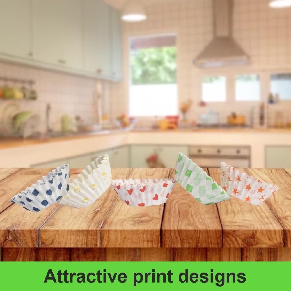 Picture of 60 Pcs Paper Baking Cupcake Liners for Muffins, Cakes, Sweets Packing Multicolour - Multicolor
