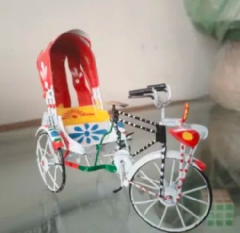 Picture of Traditional Rickshaw showpiece Metal multicolor | Rickshaw Showpiece Miniature | Gift item | Metal, Hand Painted,  - Multicolor