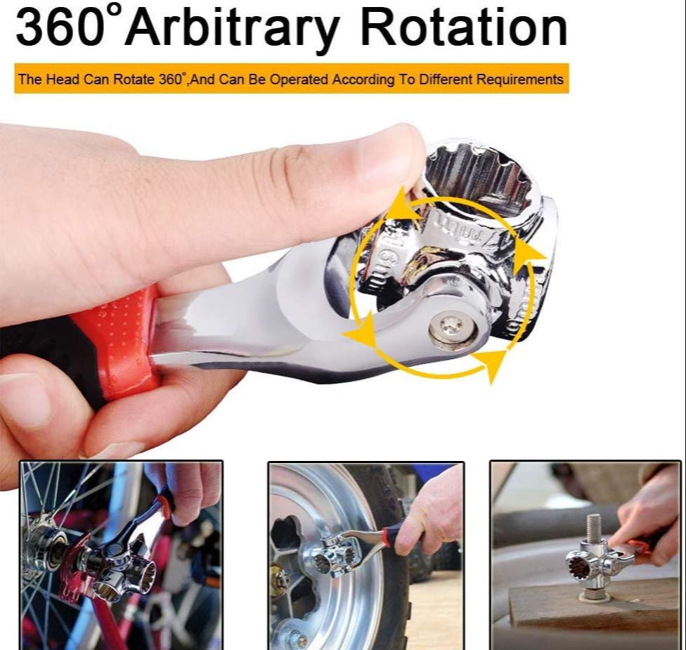 Picture of Universal Wrench 48 in 1 Socket Multifunction Tool with 360 Degree Rotating Head, Spanner for Home and Car Repair - Black