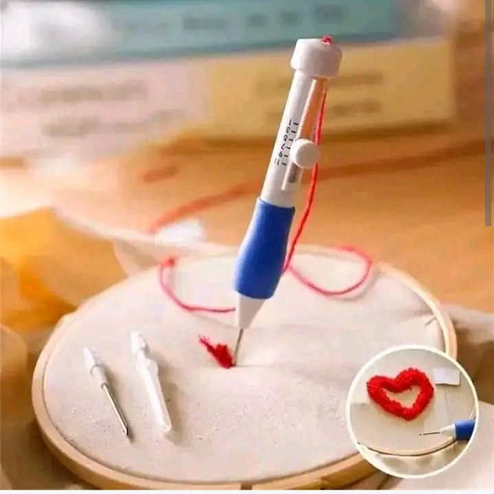 Picture of 1 Set Magic Embroidery Pen Pratical Abs Plastic Diy Interchangeable Punch Needle Tools And Gadgets Poke Flower Needle - White