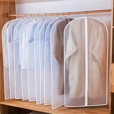 Picture of Clothes Dust Cover Jumbo Garment Organizer Rack Cover Premium Thickened Garment Hanging Storage Bag Moisture-Proof Dust-Proof Zipper For Home Trave 1 Pcs Garment Bag Closet Storage - Clear