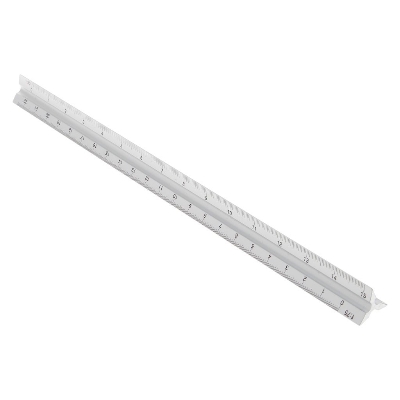 Picture of 1pcs Triangle Scale/Ruler for Architects, Engineers, School/College Students Triangular Scale Ruler 12" Aluminum Architect Drafting Rulers - White