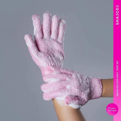 Picture of 1 Pcs Exfoliating Bath Loofah Gloves Body Scrub Wash Mitts Skin Massage Sponge Towel Deep Cleansing Dead Skin Brush Scrub Luxury Spa Heavy with Face Care Scrubber - Multicolor