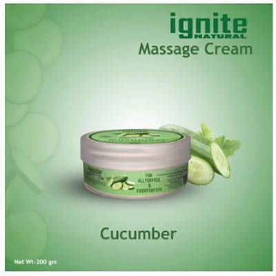 Picture of BSTI Approved Indian product Ignite massage cream Cucumber used for male/ female- 200 ml