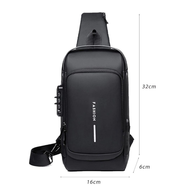 Picture of Bag | Crossbody Chest Bag Biker Bag - Waterproof Men's Travel Bags to Keep Your Belongings Safe - Chest Bags with Charging fashion Multipurpose Patent Leather Bag