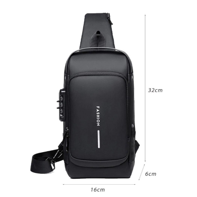 Picture of Bag | Crossbody Chest Bag Biker Bag - Waterproof Men's Travel Bags to Keep Your Belongings Safe - Chest Bags with Charging fashion Multipurpose Patent Leather Bag