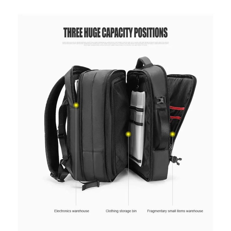 Picture of Bag | 19 inch premium quality laptop business and travel backpack with usb port (black)