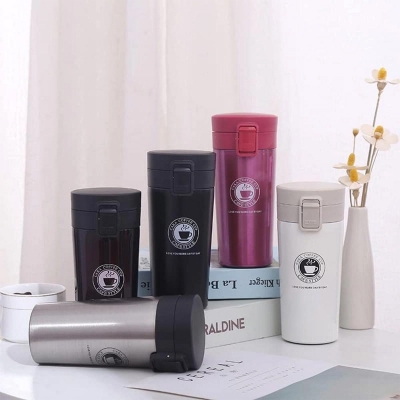 Picture of 1pcs Premium Travel Coffee Mug Stainless Steel Thermos Tumbler Cups Vacuum Flask thermo Water Bottle Tea Mug Thermocup 380ml(Black)