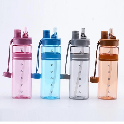 Picture of Drinking Water Bottle Two Openings Tritan Material Plastic Sport Water Bottle With Drinking Tube Baby Mum Pot 700Ml - Water Bottle - Best Quality