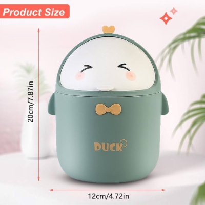 Picture of Cute Cartoon Mini Table Bin with Lid, Rubbish Bin for Children's Room, Office, Bedroom and Bathroom